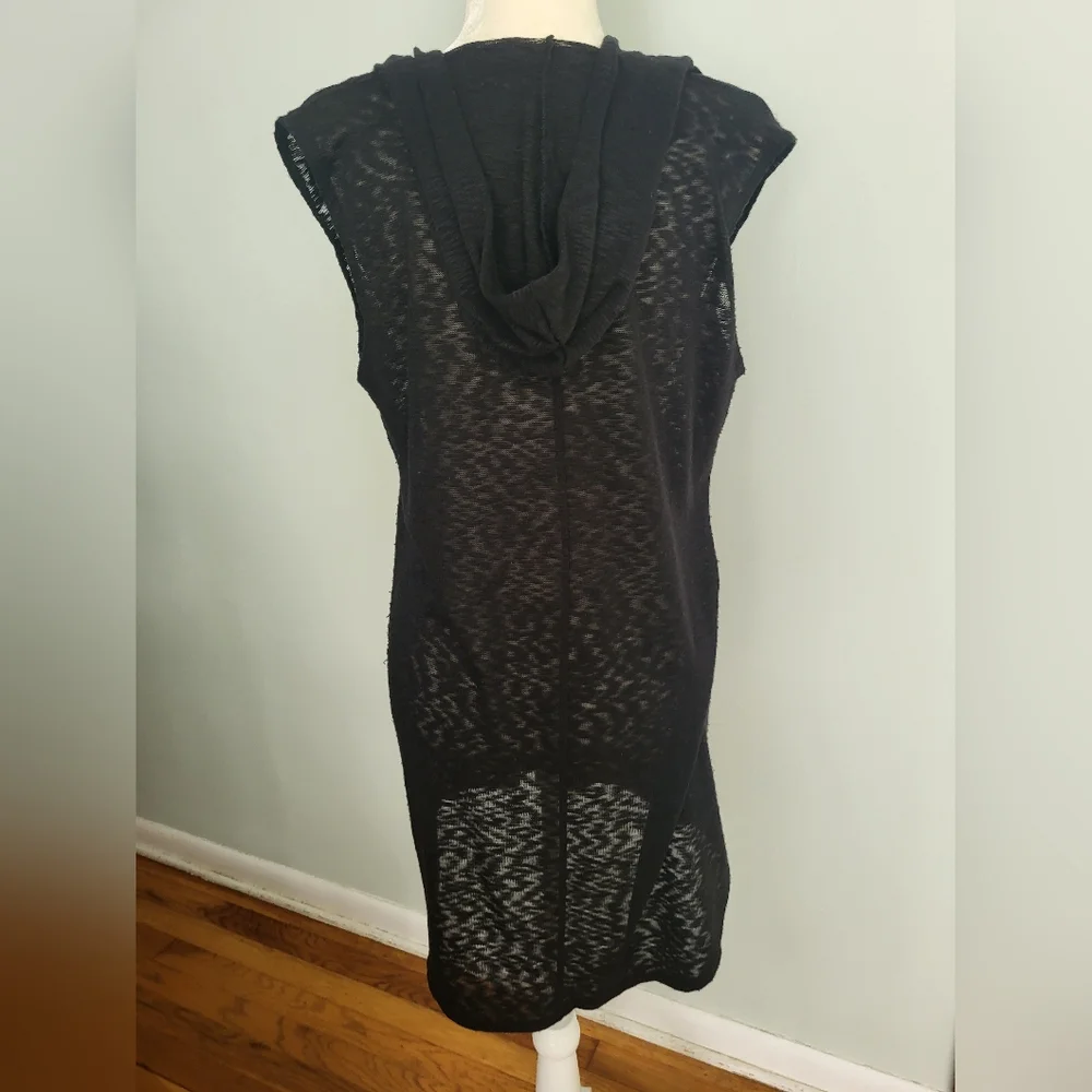 Merona Women Large Swim Suit Beach  Cover Up‎ Hooded Large Black